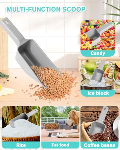 2 Cup Dog Food Scoop(2 Pack), Plastic Pet Food Scoop with Measuring Lines for Accurate Pet Food Portions,Dishwasher Safe (Blue and Grey) - color: Blue and Grey