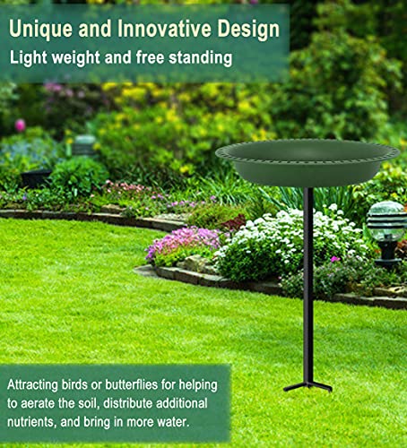 28-inch Lightweight Birdbaths Antique Decoration Detachable Birdfeeder & Bird Bath for Outdoor Garden, Oblong Dark Green - color: Green, size: ¾ gal