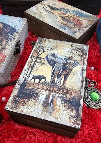RK Collections Elephant Jewelry Trinket Keepsake Box. Animal Home Decor, Gifts for Horse Lovers Case/Holder. (6.5" Elephant) - style: Elephant