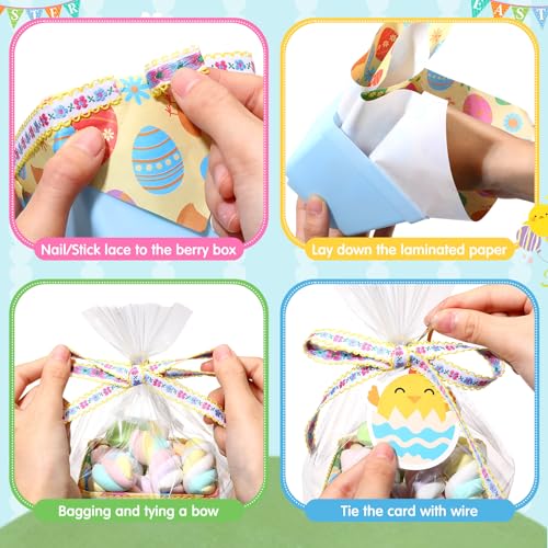 36 Set DIY Mini Easter Basket Stuffers Gift Baskets Empty Bulk Small Plastic Treat Boxes 4 Inch for Candy Snack Cookie Toy Fillers for Easter Egg Hunt Church Spring Party Favors