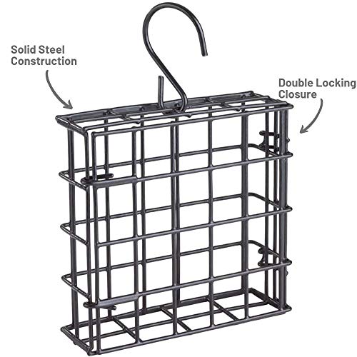 More Birds Suet Cage Bird Feeder, Fruit and Suet Feeder, Single Cake Capacity ,Black - color: Black, size: Single Cake, style: Suet Cage