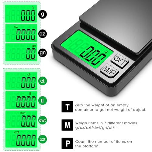 Mik-Nana Pocket Scale, 1000g x 0.01g Precision Gram Scale | Small Digital Scale Grams Ounces Grains, Kitchen Scale, Jewelry Scale for Gold, Gem, Herb, Great for Travel Food Scale