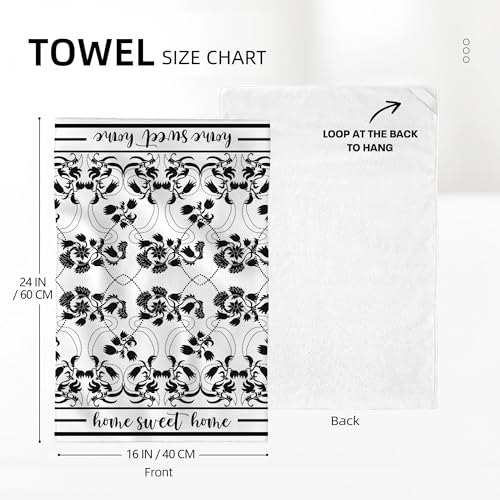 Black Kitchen Towels Decorative Set of 2 Boho Floral Dish Towels | Absorbent Tea Towel for Kitchen Drying Cleaning, Cute Hand Towel for Kitchen Bar Bathroom Decor,Housewarming Gifts for Women - color: Black