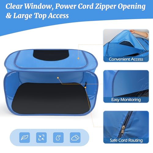 Chicken Brooder Box for Chicks, Pop Up Chick Brooder Kit | Clear Window, Waterproof Mat & Storage Bag, Square Indoor Outdoor Baby Chicken Starter Kit