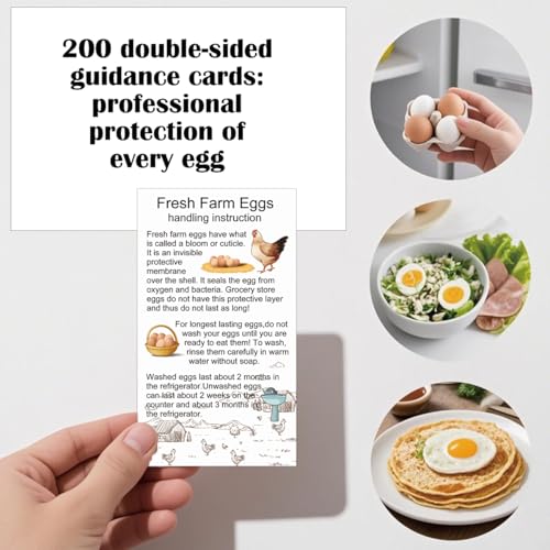 Egg Carton Label Kit, 1400 Pieces, Stickers and Handling Cards | 200 Egg Handling Instructions Stickers for Farm Fresh Eggs 600 Farm Fresh Eggs Stickers - color: Egg Set