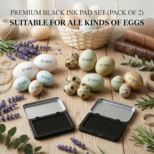 2PCS Ink Pads for Farm Fresh Eggs Date Marking & Food Labeling (Black) | 2.95 x 2.16in Premium Fade-Resistant Quick-Drying Ink Pads - size: 2PCS