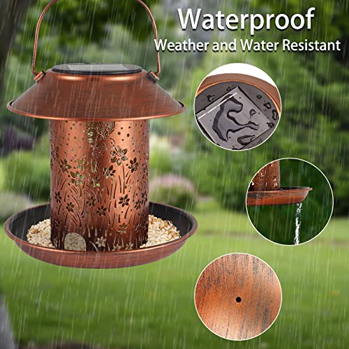 2 Pack Hummingbird Bird Feeders for Outdoors Solar Lanterns Waterproof | Garden Decor Gifts for Women Mom Grandma Metal Solar Decoration Outside LED Lanterns for Yard, Patio, Lawn, Pathway(2 Pack) - size: Flower Hummingbird-2 Pack