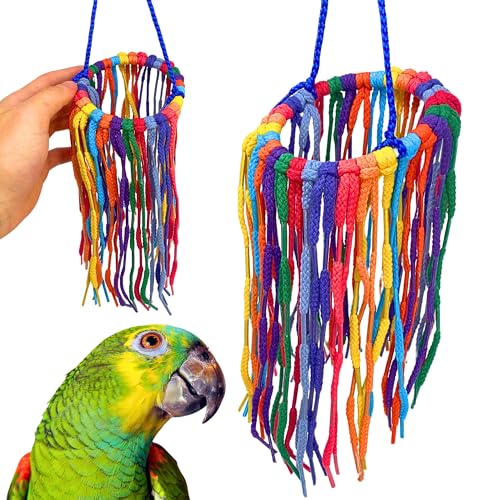 Bonka Bird Toys 51213 Large Aglet Heaven 9" Hanging Cotton Shoelace Ring Toy for Medium to Large Birds Like Eclectus Amazons African Greys - size: Large