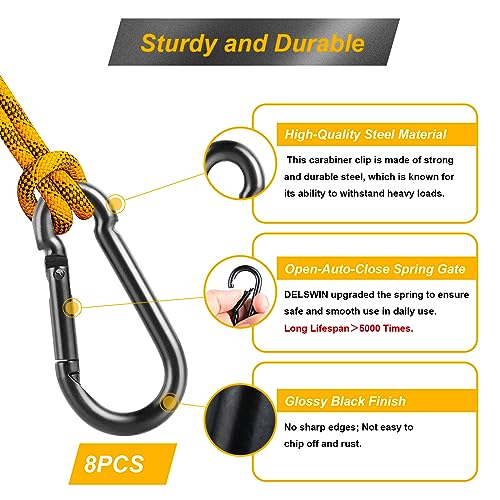 8 Pcs Carabiner Clip Spring Snap Hook - M5 1.97 Inch Heavy Duty Snap Hooks Quick Link for Hiking Camping Fishing Swing Hammock, 200lbs Capacity - color: M5 (1.97Inch)-8Pcs