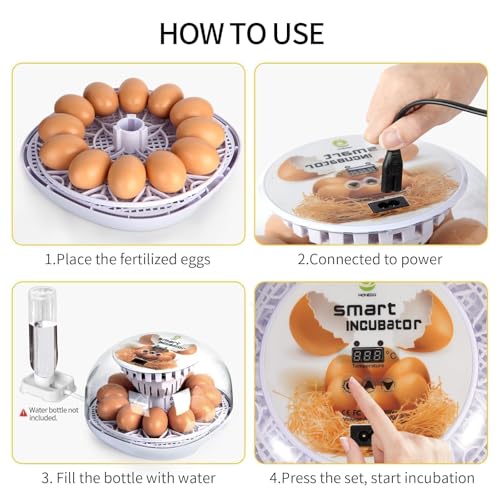 Series I - 12 Egg Incubator for Beginners, Auto Egg Turn, Steady Self-Regulating Humidity & Consistent Temperature Control for Hatching Chicken, Goose, Duck, Quail, Pigeon, and Turkeys - size: 12-Egg White