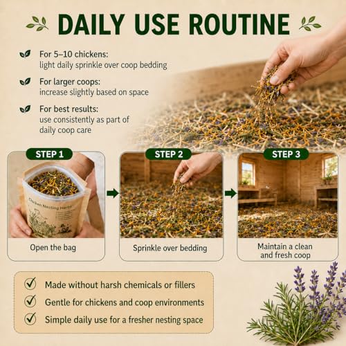 Chicken Nesting Herbs, Aromatic Botanical Blend for Chicken Coop, Nesting Boxes, Coop Bedding, Dust Bath, Odor Control, Freshness & Coop Refresher, Poultry Enrichment for Backyard Hens, 1LB