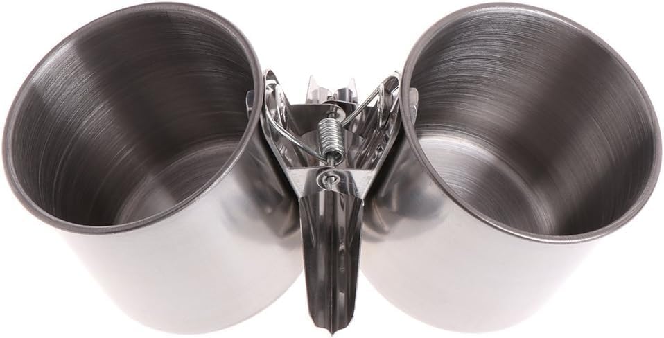 Silver Parrot Feeding Cups Hanging Pet Animal Stainless Steel cage Bowls Bowls for Cage Parakeet Bird Cage Accessories Suitable Small and Medium Bird Pet Supplies