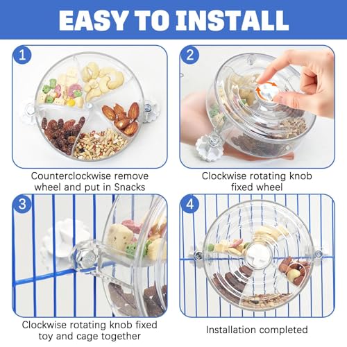 BNOSDM Bird Foraging Toy Creative Feeder Systems with Seed Food Rotating Wheel for Enrichment & Training Parrot Puzzle Toys Ideal for Small and Medium Cockatiel Parakeet ConureWhite - color: White
