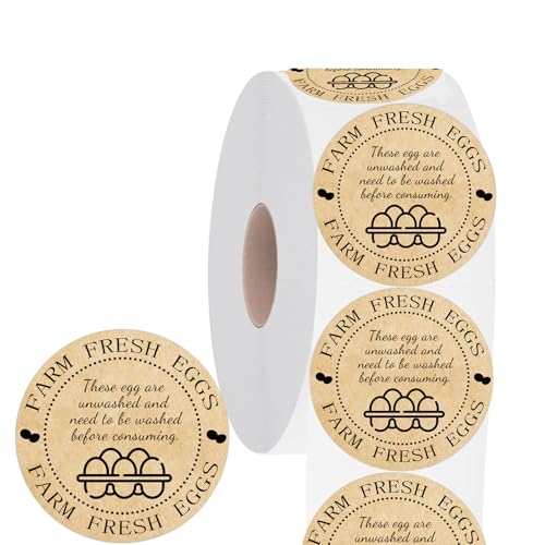 500 Pcs Farm Fresh Eggs Labels Unwashed Fresh Eggs Packaging Stickers Poultry Farmers Quail Egg Producers Stickers for Farmers Market Homestead Fresh Chicken & Quail Egg (Cowhide Paper Unwashed Eggs) - color: Cowhide Paper Unwashed Eggs