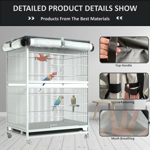 Large Bird Cage Cover - 600D Cage Covers for Night, Good Night Bird Cage Cover for Large Birdcage,Indoors or Outdoors (M) - size: 32.0"L x 21.0"W x 52.0"H