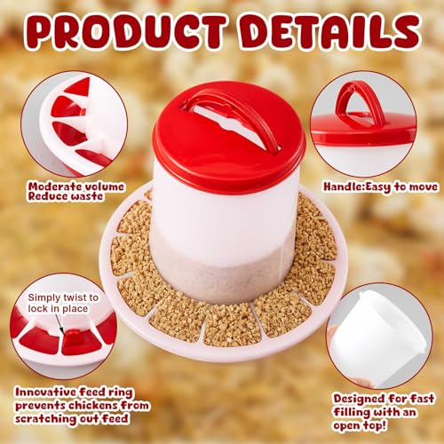 10 Pack Chick Feeder and Drinker 1-Quart Capacity for Small Poultry - 5 Pcs 2.2 lb Chicken Feeders and 5 Pcs 1L Chicken Drinkers for Ducks, Geese, Turkeys, Coop Brooder Use, Easy-Fill Design