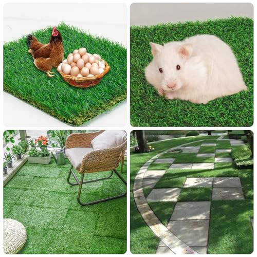 THREE ORANGES Chicken Nesting Box Pads, Washable Artificial Grass Nesting Pads Cuttable Chickens Nest Box Bedding Liners for Hen Coop Egg Duck Chicks Goose 12x12x1.35inch (8 Pack) - size: 8pcs-12x12x1.35 inches