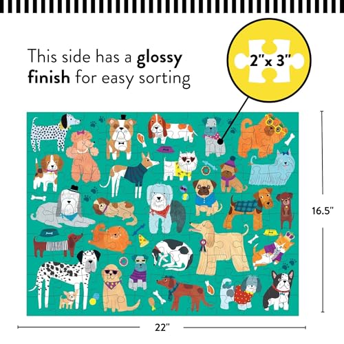 Mudpuppy Cats and Dogs Double-Sided Puzzle, 100 Pieces, 22”x16.5” – Perfect Family Puzzle for Ages 6+ - Colorful Illustrations of Dogs on One Side and Cats on the Other – Two Fun Puzzles in One Box - style: Cats & Dogs
