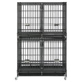 Homey Pet Taller 43" Dog Crate Cage Kennel Indoor with Divider, Two Tiers | Commercial Modular Dog Kennel with Dual Front Doors, Divider, Auto Locks, Removable Tray, Bowls for Small and Medium Dogs - size: 43"L - 2 Tiers