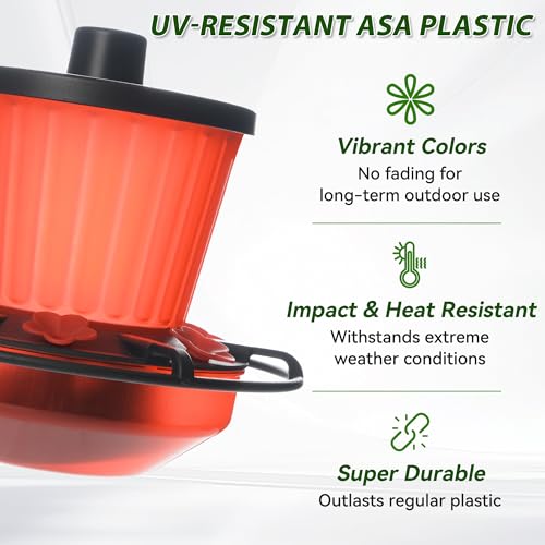 Retractable Hummingbird Feeder – 6 Feeding Ports, Leak-Proof, Ant & Bee Proof, Easy Top-Fill & Easy to Clean, Durable ASA Plastic, 18.5 oz Capacity, Adjustable Hanging System with 44" Extension(Black) - color: Black,1 Pack