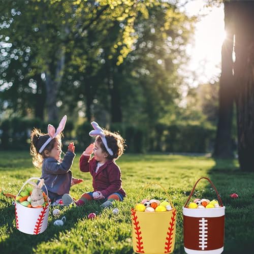 XinblueCo Baseball Basket Easter Baskets for Canvas Easter Egg Hunt Baskets - color: baseball basket1