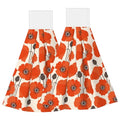 Poppy Flower Hanging Kitchen Towels with Loop, Set of 2 | Soft absorbent microfiber • Quick drying • Hanging loop • Ideal for kitchen, bathroom & coffee bar - color: Red Poppy Flowers