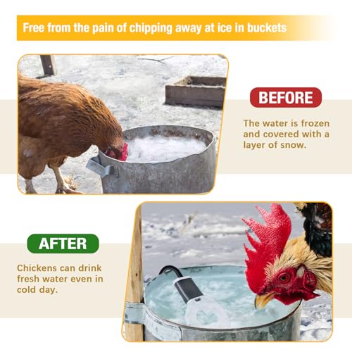 150W Chicken Water Heater,Submersible Bucket Heater Deicer for Poultry | Prevents frozen water in winter,Freeze-Proof Poultry Waterer,for Bird Bath,Chicken Waterer,Cat Waterer, Dog Waterer - size: 150Watt