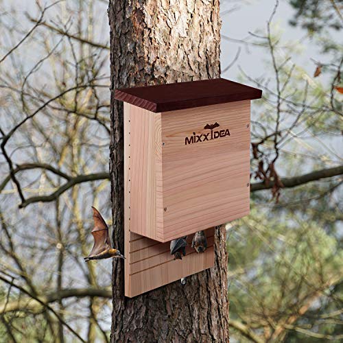 Bat House Bat Box Double Chamber Outdoor House Nursery Bat Shelter Habitat Big bat Box Handcrafted from Cedar Wood - Easy for Bats to Land and Roost - Weather Resistant & Ready to Install - color: Wood