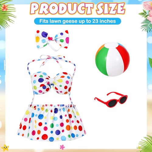 Bikini Porch Goose Outfits with Sunglasses and Swimming Tube for 23" Summer Goose Costume Garden Patio Statue Decor(Polka Dots) - style: Polka Dots