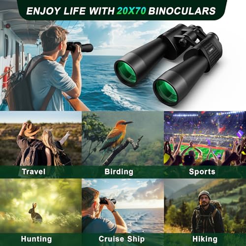 20x70 Binoculars for Adults High Powered Bird Watching Hunting Travel | Large View, HD Vision, Easy Focus, Powerful for Cruise Ship,Camping, Hiking, Christmas Birthday Gifts for Men