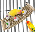 FlidRunest Conure Seagrass Mat with Grinding Calcium Stone Chewing Toy | Parrot Beak Grinding Stone and Seagrass Ladder Bridge Stands, Hand-Woven Net Climbing Net for Budgie Parakeet - size: B(With Calcium Stone)
