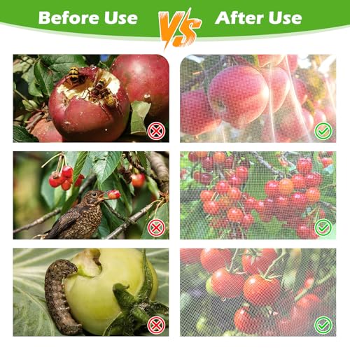4PCS 4Ft × 5Ft Fruit Tree Netting with Zipper and Drawstring, 60 Mesh Thickened Garden Bird Netting for Blueberry Bushes, Fruits, Vegetables, Insect Bird Barrier Mesh Protective Cover - size: 4Ft × 5Ft