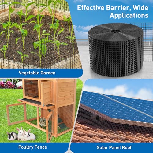 Solar Panel Bird Guard 6 in x 50 ft for Squirrel, Bird, Critters Proofing | Critter Guard for Solar Panels with 100 Pcs Stainless Steel Fasteners, Removable PVC Coated Pigeon Netting Wire - size: 6inch x 50ft