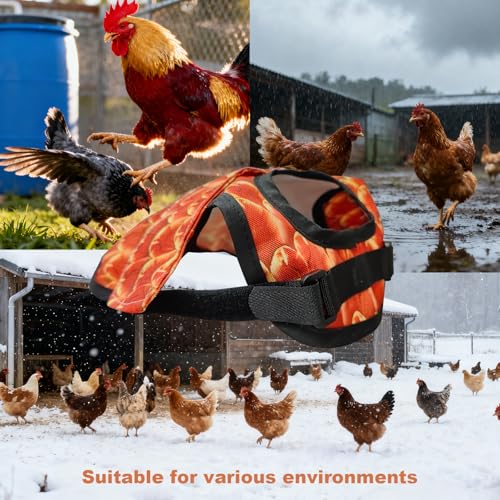 3-Pack Chicken Saddle for Hens, Wing & Back Protector Aprons | Adjustable chicken saddle protects hens’ back and wings from rooster mating, pecking and feather loss