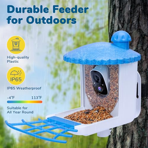 Bird Feeder with Camera, 2K HD Video Capture, 5000mAh Battery with Solar Panel, Instant Arrival Alerts, Live View, AI Species Identification, Perfect for Bird Lovers - style: G02-Big