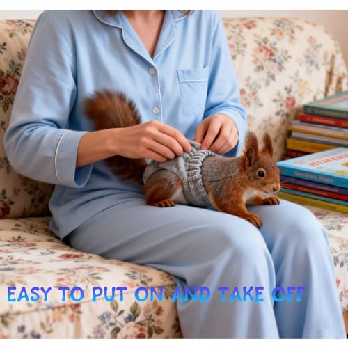 3 Pcs Washable Squirrel Diapers, Reusable Squirrel Diaper, Highly Absorbent with Adjustable Waistline Diapers for Squirrels, Guinea Pigs, and Small Sugar Gliders (3.9" - 6.3", S)
