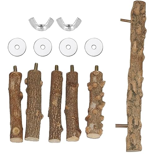 Bird Parrot Ladder Perch for Cage, Nature Wooden Bird Bridge Exercise Stands Parrot Climbing Chewing Toys for Small Animal