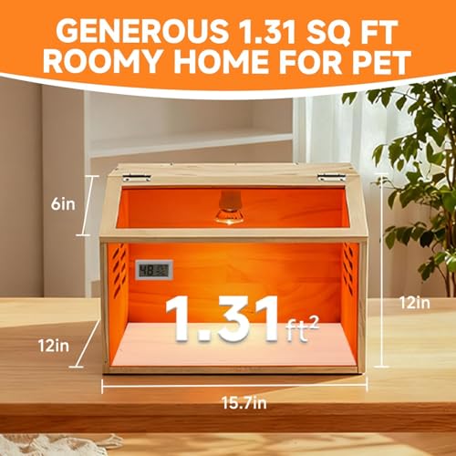 Wooden Chick Brooder Box with Heat Lamp and Thermometer, 15.7 x 12 x 12 in | Thick wood construction with pre-drilled holes suitable for chicks, ducklings, quail, hamsters small animals - size: Small(15.7x12x12 in)