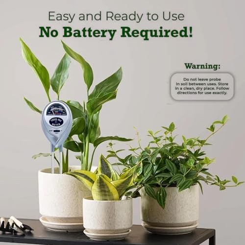 Soil Tester, Soil pH Meter, 3-in-1 Soil Moisture/Light/pH Tester, Plant Moisture Meter Light and PH Tester Gardening Tool Kits for Plant Care, Great for Garden, Lawn, Farm, Indoor & Outdoor Use - color: SILVER