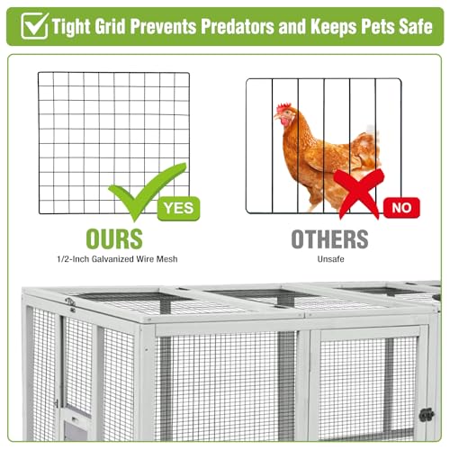 GUTINNEEN Large Chicken Run Extension with 20.73 sq.ft Space, Sliding Chicken Door, 1/2" Galvanized Wire, Secure Locks & Easy-Access Doors, Cozy Coop Chicken Cage Poultry Cage Outdoor - size: 79"L x 37.8"W x 26.8"H