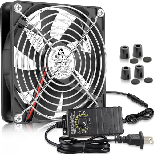 GDSTIME 140mm Computer Fan with AC Plug Variable Speed PC Fan w/Controller | 110V 120V 220V, High Speed, for Xbox, Biltong Box, Keezer, Grow Tent, Reptile Cage, DIY Cooling Ventilation Exhaust Projects - size: 1425 w/ Speed Controller