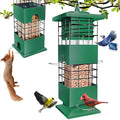 Squirrel Proof Bird Feeder, 3.5Lbs Metal Wild Bird Feeders Anti Squirrel with 4 Feeding Ports for Garden Bird Feeding Station Outdoors Hanging, Pigeon Resistant, Easy to Clean & Refill (Green) - color: Green