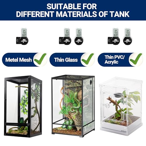 Magnetic Reptile Thermometer and Humidity Gauge, Digital Tank Thermometer Hygrometer with LCD Display, Habitat Temp Humidity Meter Accessories for Bearded Dragon, Snake, Hermit Crabs, Gecko