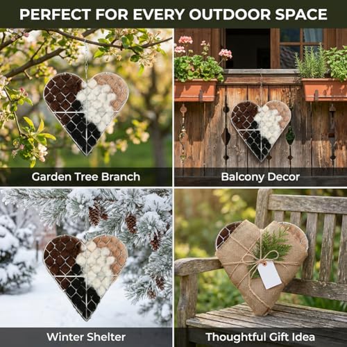 Handmade Fiber Bird Nesting Heart, Refillable Birds Haven Heart Shape Hummingbird Nesting and Nest Materials, for Wild Bird, Hummingbird Houses Nest Boxes Gifts