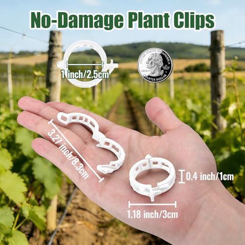 300Pcs Thickened Tomato Clips, Plant Support Clips Plastic Trellis Clips | Plant Clips for Grape Vine, Tomato Vine, Vegetable Plants, to Grow Upright Makes Plants Healthier, White - color: White