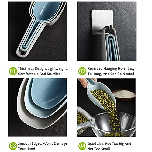 3 in 1Ice Scoop Set, Multi Purpose Plastic Kitchen Scoops Canisters, Ice Scooper for Freezer, Rice, Canisters, Flour, Dry Foods, Candy, Pop Corn, Coffee Beans and Pet Food - color: Gray+Blue+Light Blue