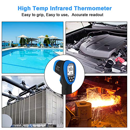 Pyrometer High Temp Thermometer-58℉~2732℉ Non Contact Laser Gun | Dual Laser 30:1Non-Contact Industrial Temperature Gun ,Adjustable emissivity 0.1-1.0 ,Hi/Lo Temp Alarm,Flashlight - color: AP-2732 Blue