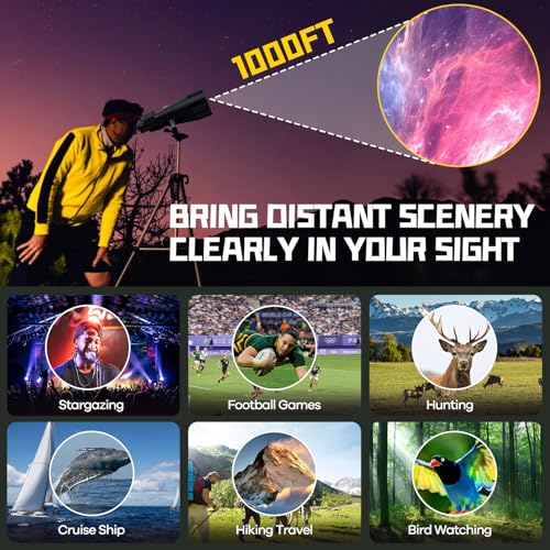 15-35x80 Astronomy Binoculars for Adults, High Powered 35x Zoom HD for Stargazing & Bird Watching, Waterproof Binocular with Tripod Adapter, Ideal Essentials for Cruise Ship, Travel, Camping, Hunting