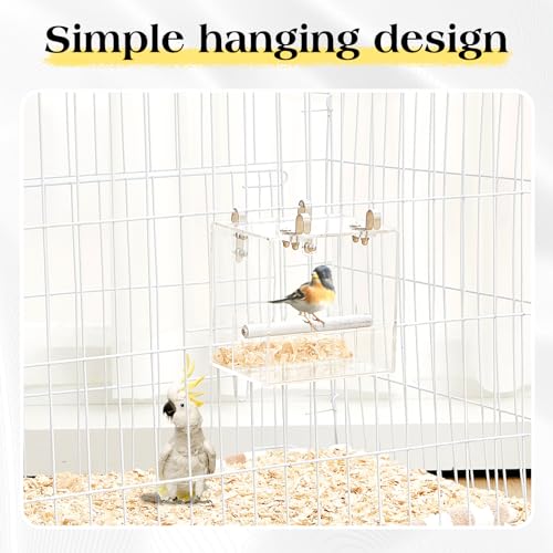 2 Pieces No Mess Bird Feeder for Cage Automatic Acrylic Bird Feeder Seed Food Catcher for Parakeet Canary Cockatiel Parrot Finch Canary 5.1 x 5.1 x 4.3 Inches