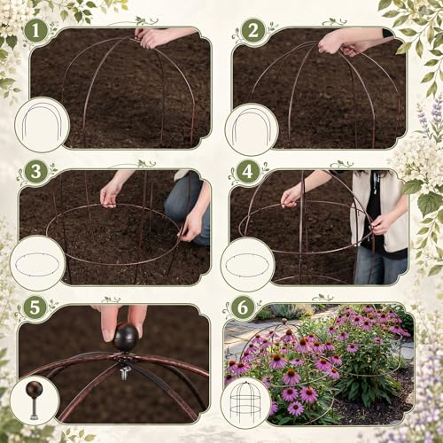 2 pcs 20-1/4" x 26" H Bronze Bird Cage Plant Support Heavy Duty Metal Bird Cage Plant Support Large Outdoor Garden Trellis for Peonies, Baptisia, Sedum & Other Perennials
